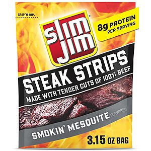 3.15-Ounce Slim Jim Smoked Steak Strips (Smokin' Mesquite) $3.94 w/ S&S + Free Shipping w/ Prime or on $35+