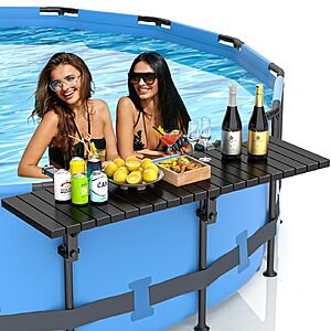 Pool Bar, Above Ground Pool Side Bar, 49.4×9.6" Galvanized Iron Poolside Table - $34.99/ Shipping is free w/ Prime or on $35+