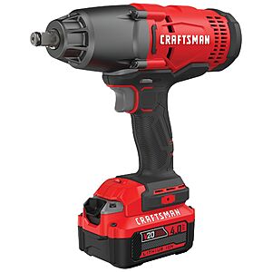 CRAFTSMAN V20 20-volt Max Variable Speed 1/2-in Drive Cordless Impact Wrench (Battery Included and Charger Included) in Red | CMCF900M1 $159
