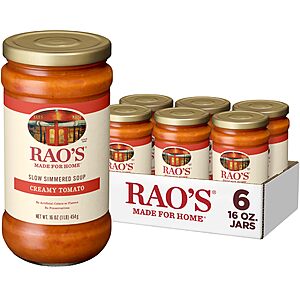 6-Pack 16-Oz Rao’s Made For Home Soup (Creamy Tomato) $15.01 w/ S&S + Free Shipping w/ Prime or on orders over $35