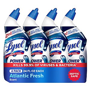 4 count Lysol Toilet Bowl Cleaner, Max Strength Bathroom Cleaning Supplies, Toilet Bowl Cleaner Clinging Gel, $7.51, Amazon