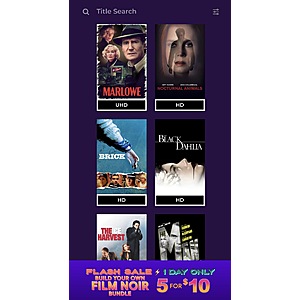 Fanflix: Pick 5 Digital Noir movies  $10