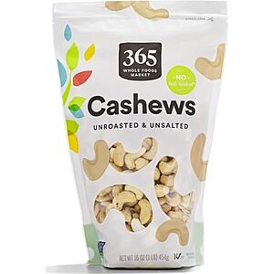 [SnS, AC] $5.03 | 1-Pound 365 by Whole Foods Market Raw Cashews at Amazon