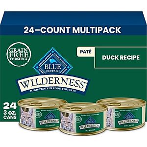 [SnS, AC] $13.05* | 24-Ct 3-Oz Blue Buffalo Wilderness Duck Paté Grain-Free Wet Cat Food at Amazon
