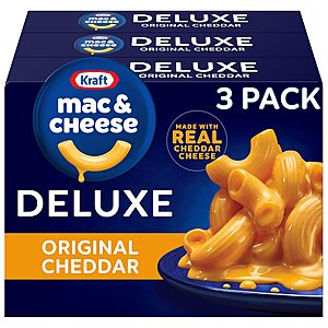 3-Pack 14-Oz Kraft Deluxe Mac & Cheese Original Cheddar $4.70 w/ S&S + Free Shipping w/ Prime or on $35+