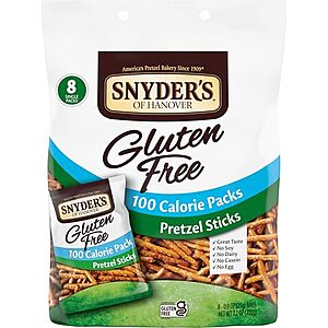 [SnS, AC] $1.67 | 8-Pack 0.9-Oz Snyder's of Hanover Gluten Free Pretzel Sticks at Amazon