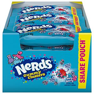 [S&S]12 Pack 3 oz NERDS Gummy Clusters Candy, Very Berry, Crunchy and Gummy $13.72 + Free S&H w/ Prime or $35+