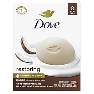 [SnS, AC] $24.03 | 3 × 8-Pack 3.75-Oz Dove Restoring Beauty Bar Soap (Coconut & Cocoa Butter) ($8.01 each) at Amazon