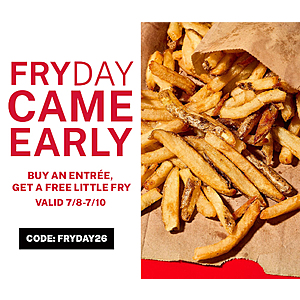 [Five Guys] Free Little Fry w/ Any Burger, Sandwich or Hot Dog Purchase (App/Web Only)