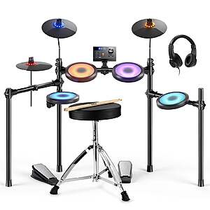 Donner DED-70L Electronic Drum Set with LED Lights $180 (after 12% off with Coupon EA12) $180.4