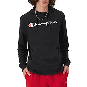 [AC] $11-$17: Champion Men's Pullover Jersey T-Shirt Hoodie, Classic Script Logo, Black, Large $11.06