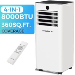 HAUSHOF 4-in-1 8000 BTU Portable Air Conditioner for Rooms up to 360 Sq.Ft, Window Kit Included (White) $189.99