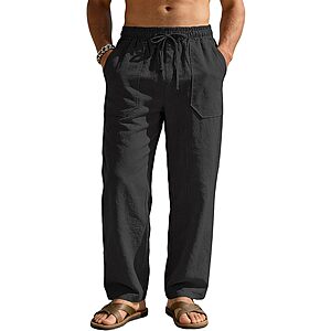 RQP Men's Cotton Linen Drawstring Pants (Various) $14.99 + Free Shipping w/ Prime or on $35+