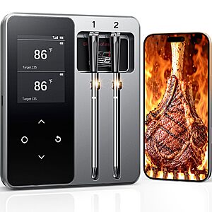 Smart Bluetooth Wireless Meat Thermometer Digital, 6 Sensors ±0.5°F,0.5S Instant Read, Large Display Standalone Base, APP Custom Menu & Real-Time Alert, 2 Ultra-Thin Probes $47.2