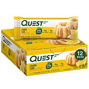 Quest Nutrition Lemon Cake Protein Bars, High Protein, Low Carb, Gluten Free, Keto Friendly, 12 Count (Pack of 1)~$14.29 After Coupon & S&S @ Amazon