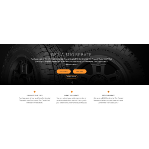 $110 or $200 Continental Tire Rebate 7/1-8/31 2026