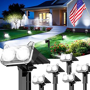 Prime Members: 6-Count LETMY IP65 Waterproof Outdoor Wall/Ground Solar Spot Lights w/ 14 LEDs & 2 Modes $19.24 ($3.21 each) + Free Shipping