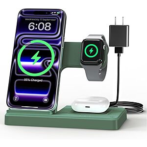 GETPALS 3-in-1 Wireless Charger Stand for iPhone, Apple Watch & AirPods (Dark Green) $11.98 + Free Shipping w/ Prime or on $35+