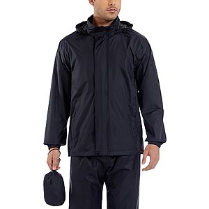 GIISAM Men’s Rain Jacket with Hood Lightweight Rain Coats Waterproof Raincoat Packable Windbreaker for Hiking Cycling $8.49