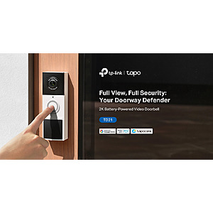 TP-Link Tapo Wire Free 2K Video Doorbell. Night Vision - 2 Way Audio Microsd Slot No Subscription Needed $49.99