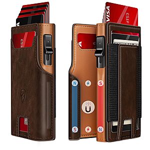 RUNBOX RFID Blocking Aluminum Pop-Up Card Holder Wallet w/ ID Window & Cash Slot (2 colors) from $9.49 + Free Shipping w/ Prime or on $35+