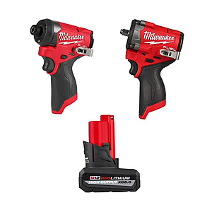 MilwaukeeM12 FUEL Stubby 3/8" Impact Wrench, M12 FUEL 1/4" Hex Impact Driver and 5 Ah M12 REDLITHIUM HIGH OUTPUT XC5.0 Battery $369