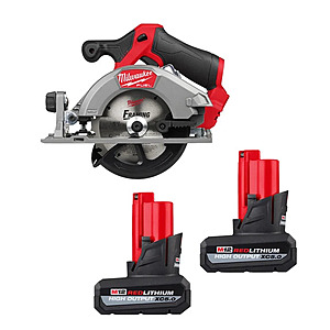 Milwaukee M12 FUEL 5-3/8" Circular Saw and (2) 5 Ah M12 REDLITHIUM HIGH OUTPUT XC5.0 Battery Pack and $169
