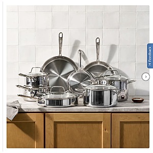 T-fal Tri-Ply 13-piece Stainless Steel Cookware Set $189.99 Free Shipping Costco.com
