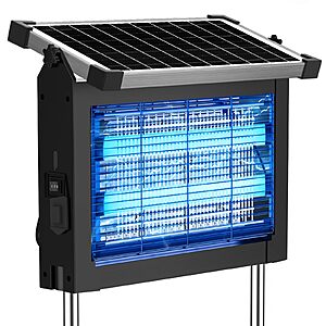 Solar Bug Zapper Outdoor, 4500V Mosquito Zapper Waterproof with Panel Sensor Electric Fly Zapper Rechargeable Mosquito Killer with 10FT Extension Cord, $65.98
