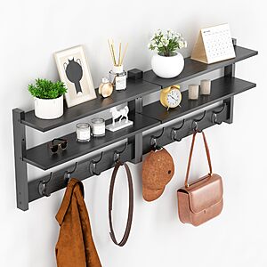 33" 2-Tier Orapoke Wall Mount Coat Rack w/ 8 Double Hooks $18.49 + Free Shipping w/ Prime or on $35+