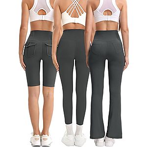 3-Pack CÉLLOT Women's High Waisted Yoga Leggings w/ Tummy Control (Dark Grey, S/M) $6.49 + Free Shipping w/ Prime or on $35+