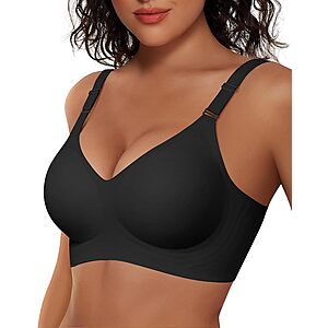 Vertvie Women's Wireless Push-Up Bra w/ Full Coverage (Black) $8.43 + Free Shipping w/ Prime or on $35+