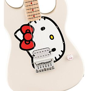 Fender x Hello Kitty Stratocaster Electric Guitar and Deluxe Hello Kitty Gig Bag, White $419.99