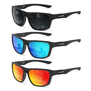 3-Pairs KALIYADI Men's Polarized Sport Sunglasses w/ UV400 Protection, Microfiber Pouches & Cleaning Cloths (Select Colors) $9.99 ($3.33 each) + Free Shipping w/ Prime or on $35+