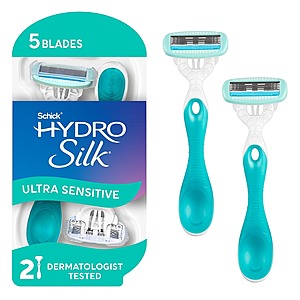 Select Accounts: Schick Hydro Silk 5-Blade Disposable Razors for Women Sensitive Skin (2-Count) $4.17 w/ S&S + Free Shipping