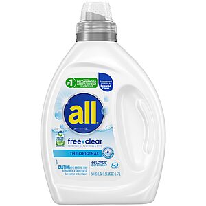 50-Oz all free clear Liquid Laundry Detergent for Sensitive Skin (Unscented) $7.90 w/ S&S + Free Shipping w/ Prime or on orders over $35