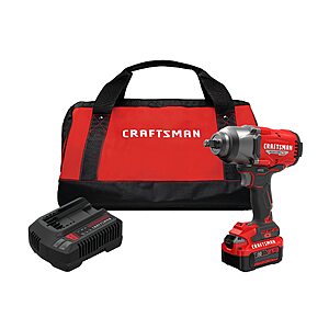 CRAFTSMAN V20 RP 20-volt Max Variable Speed Brushless 1/2-in Drive Cordless Impact Wrench (Battery Included and Charger Included) in Red | CMCF940M1 $169
