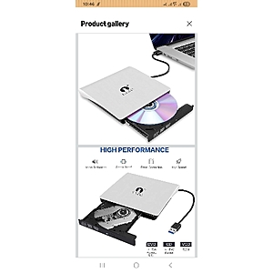 CEZO External USB 3.0 Portable Slim CD/DVD-ROM +-R-R-RW Burner Writer for Laptop Desktop Notebook Windows and Mac OS (White)50%off
