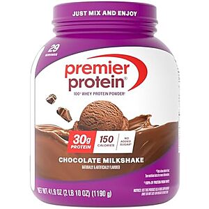 [SnS] $24.67* | 41.9-Oz Premier Protein Whey Protein Powder (Chocolate Milkshake) at Amazon