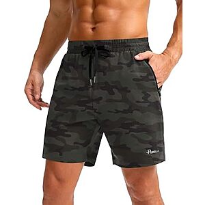 $12.99* | Pudolla Men's 7" Running Gym Shorts w/ Zipper Pockets (various) at Amazon