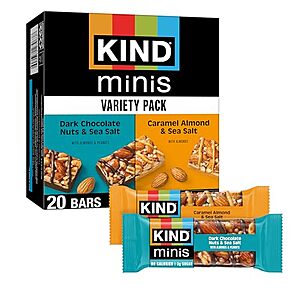 [SnS, AC] $5.78* | 20-Pk 0.7-Oz KIND Minis Bars (Dark Chocolate Nuts or Caramel Almond & Sea Salt) at Amazon