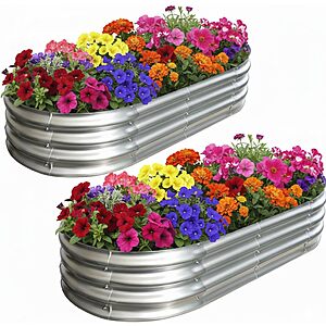 2-Pack 4'x2'x1' Galvanized Oval Raised Garden Bed Kit w/ Safety Edging $34.98 + Free Shipping w/ Prime or on $35+