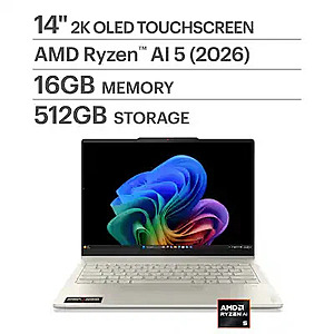 NEW Lenovo Yoga 7a 2-in-1 (2026): 14" FHD+ OLED Touch, Ryzen AI 430, 16GB LPDDR5, 512GB SSD $799.99 $800