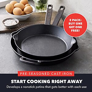 GreenPan x Bobby Flay Cast Iron Skillet Set, 8” &10” $29.99 + Free Shipping w/ Prime or on $35+