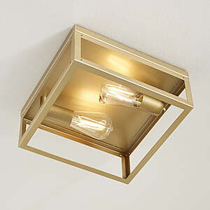 Better Homes & Gardens 12" Farmhouse Square Gold Flush Mount Ceiling Light $24.74 + Free Shipping w/ Walmart+ or on $35+