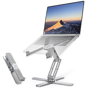 TECKNET Laptop Stand, 360° Rotating Base, Adjustable Height & Angle,100% Aluminium, Foldable Ergonomic Laptop Riser for Desk, Portable Computer Stand $29.39