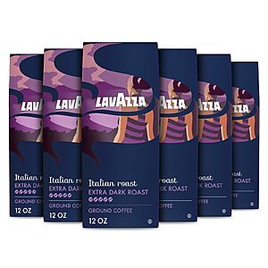 $29.12 or Less S&S Clip Q FS FOR ALL: Lavazza Italian Roast Ground Coffee 6 Bags of 12oz, Dark Roast, Strong and Bold Taste, Intensity 5/5,