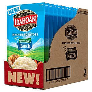 12 Pack 4 ounce Idahoan Mashed Potatoes Seasoned with Hidden Valley Original Ranch $12 + Free S&H w/ Prime or $35+