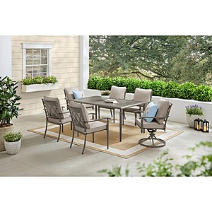 Preston Pointe Dark Cement Gray 7-Piece Metal Outdoor Dining Set with CushionGuard Putty Cushions $519