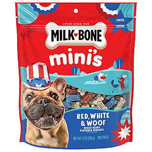 12-Oz Milk Bone Red, White & Woof Mixed Berry Flavor Mini Dog Treats $0.99 + Free S&H w/ Walmart+ or on $35+